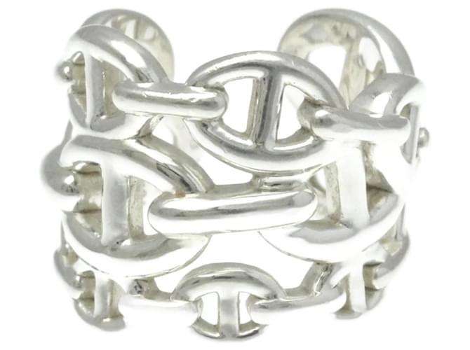 Ring Hermès Bague Enchaînée Chain d'Ancre Hermes Argent Argenté ref