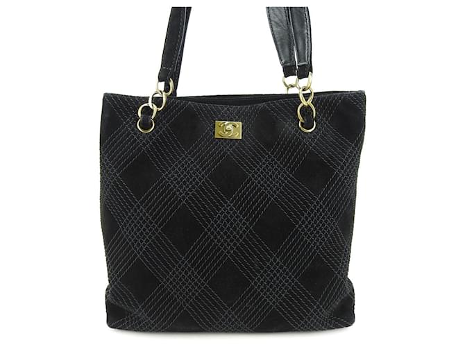 Chanel Wild Stitch Suede Tote Bag Black Joli Closet