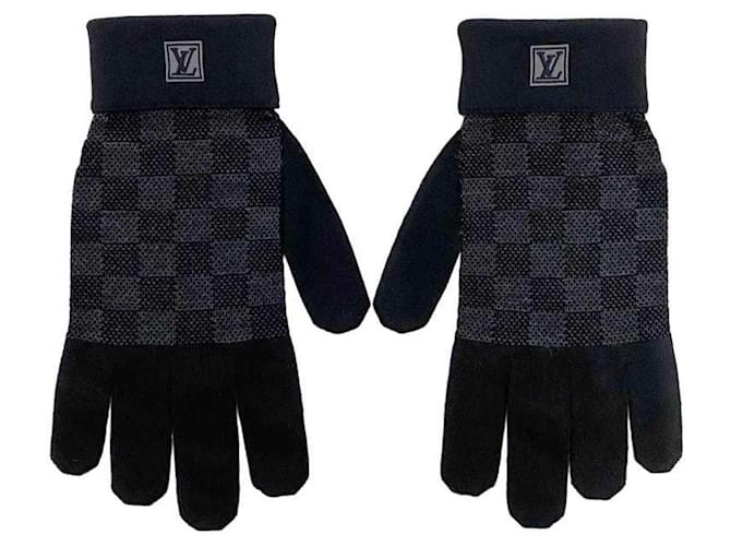 Louis Vuitton Black Damier Gloves Polyester Wool