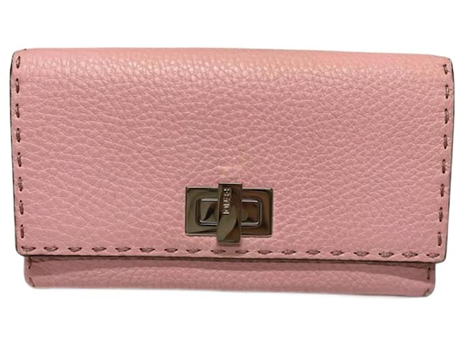 【FENDI】PEEKABOO WALLET Fendi Peekaboo Kiwi Green Grained Leather Card Case Wallet