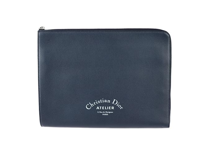 Christian Dior Dior Homme Atelier Leather Clutch Bag Navy blue ref