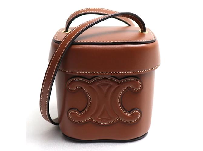 Céline Celine Cuir Triomphe Small Box Shoulder Bag Brown Leather