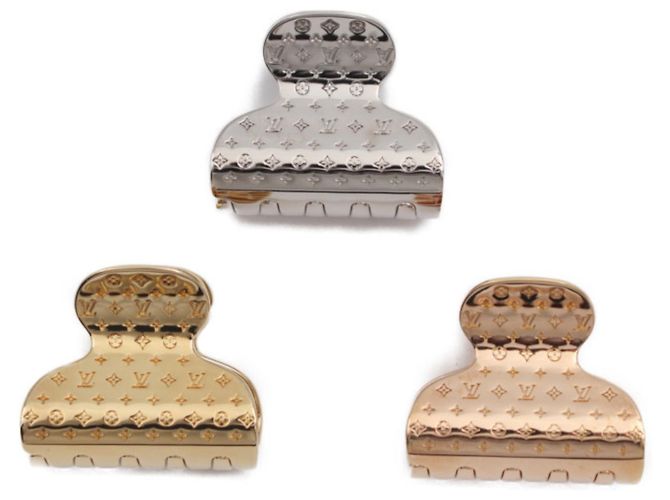Louis Vuitton Shub Nanogram Metal Hair Clip Silvery Golden 