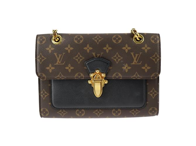 Louis Vuitton Victoire Shoulder Bag Brown Black Monogram Patent