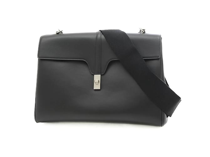 Céline Celine 16 Saise Large Souple 24H Shoulder Bag Black Leather