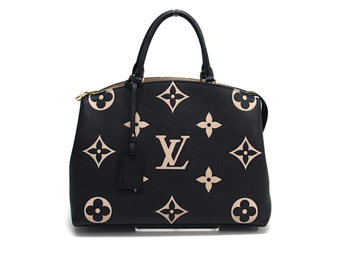 Louis Vuitton Monogram Empreinte Grand Palais MM Handbag Black Beige