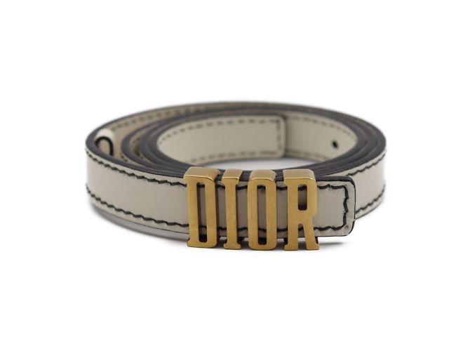 Christian Dior D-fence Defence Belt Leather Ivory-toned Gold Hardware Logo Christian Dior belt D-FENCE Defense logo narrow belt leather  main image 2