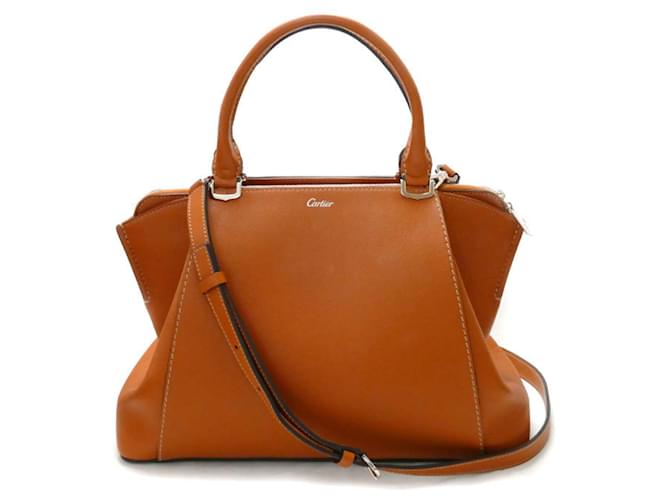 Cartier C de Cartier SM 2Way Shoulder Bag Brown Leather ref 