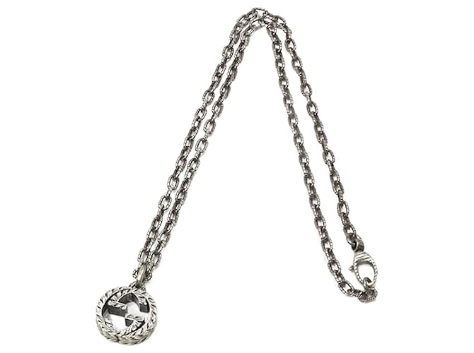 Gucci Interlocking G Pendant Necklace Silvery Silver