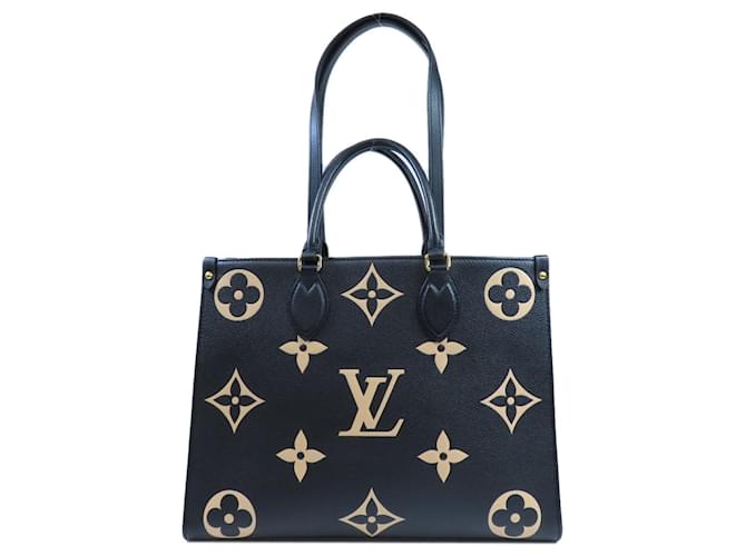 LOUIS VUITTON トートバッグ Louis Vuitton M45495 On the Go MM Tote Bag Black Beige Cloth ref