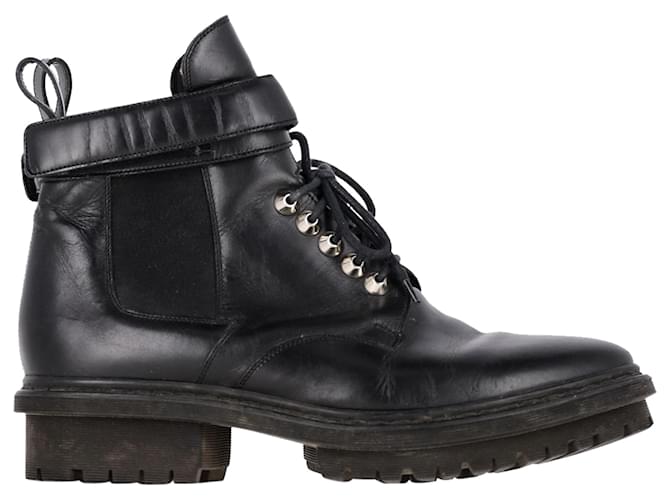 BALENCIAGA leather ankle boots ニコラ期 Balenciaga Lace Up Combat Boots in Black Calfskin Leather