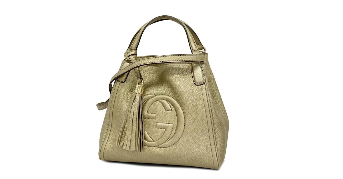 Gucci Soho Handbag in Champagne Gold Golden Leather ref.1522236 Joli Closet