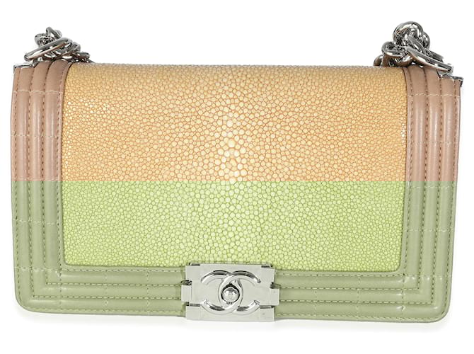 Chanel Beige Galuchat Raie Cuir d Agneau Medium Boy Flap Cuirs exotiques ref.1526668 Joli Closet