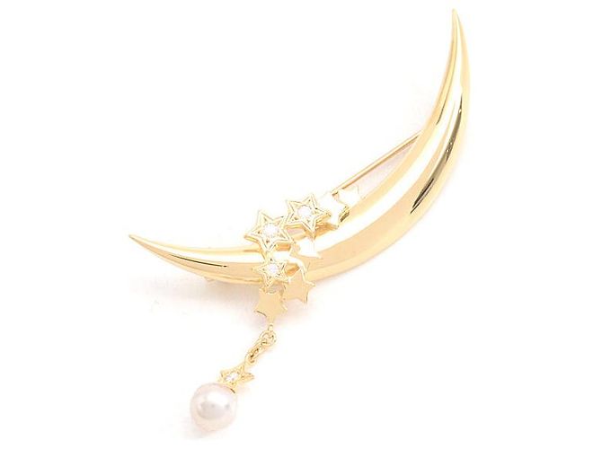 Broche En Or 18k Jaune Et Blanc Avec Perle & Diamants - Occasion - Bijou Ancien