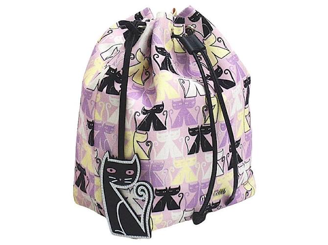 Miu Miu Cotton CANAPA CATS Drawstring Pouch Pink Cloth ref