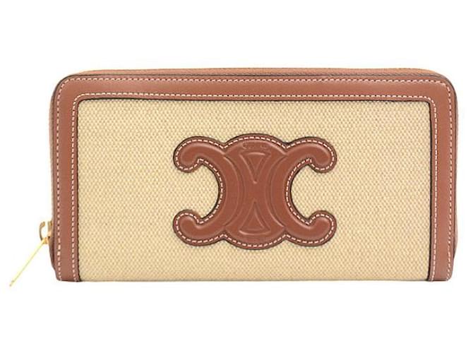Authentic Celine Celine Zipped Purse Céline Celine Triomphe Canvas