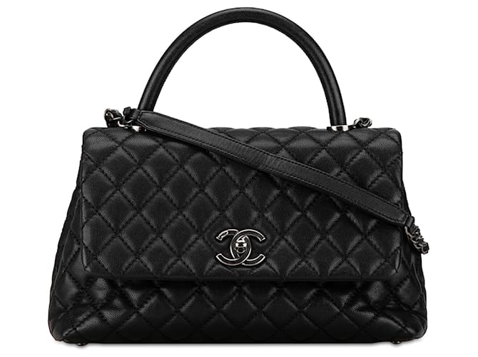 Coco Handle Chanel Black Small Caviar Coco Top Handle Bag Leather