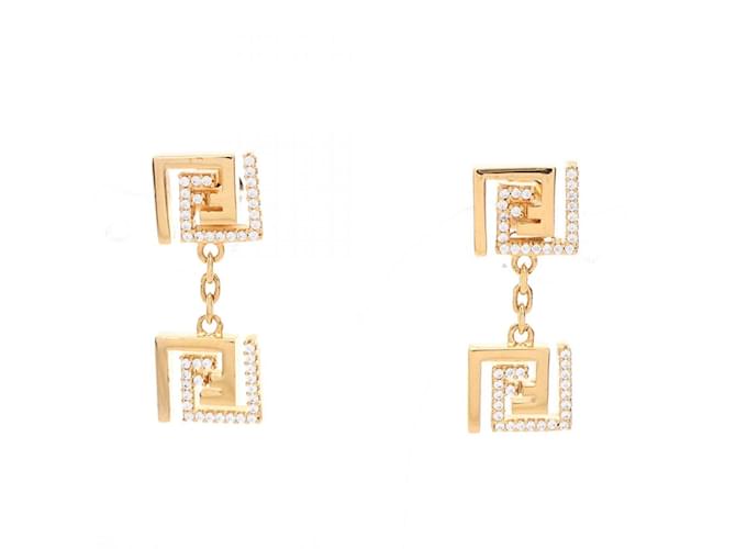 FENDACE FENDI VERSACE ピアス スモール Fendi x Versace Fendace Gold Plated Rhinestone Stud Earrings