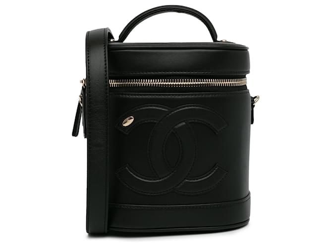 Chanel Black CC Lambskin Vanity Case Leather Joli Closet