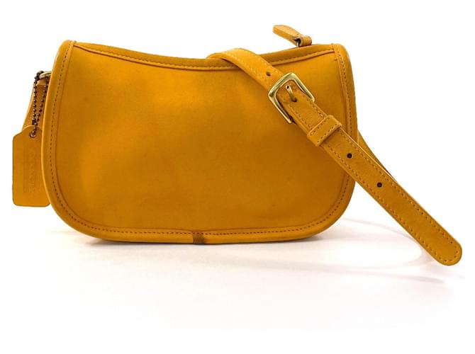 Old Coach One Shoulder Bag Ergo 9033 Yellow Leather Vintage Used