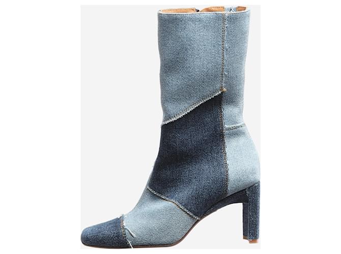 Autre Marque Blue Beah denim patchwork boots size EU 38 ref
