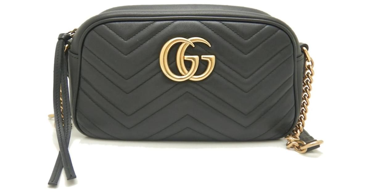 Gucci GG Marmont Quilted Small Shoulder Bag Black Leather ref.1539010 Joli Closet