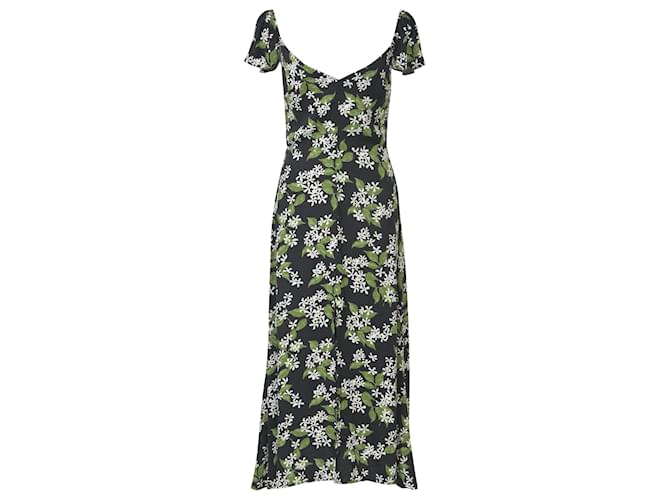 Reformation Baxley Floral Print Midi Dress in Black and Green Viscose  Cellulose fibre ref.JC1540206 (Sold) - Joli Closet