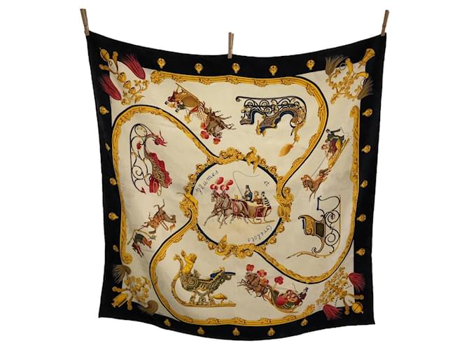 Hermès Hermes Silk Scarf Plumes et Grelots 90 ref.1542393 - Joli