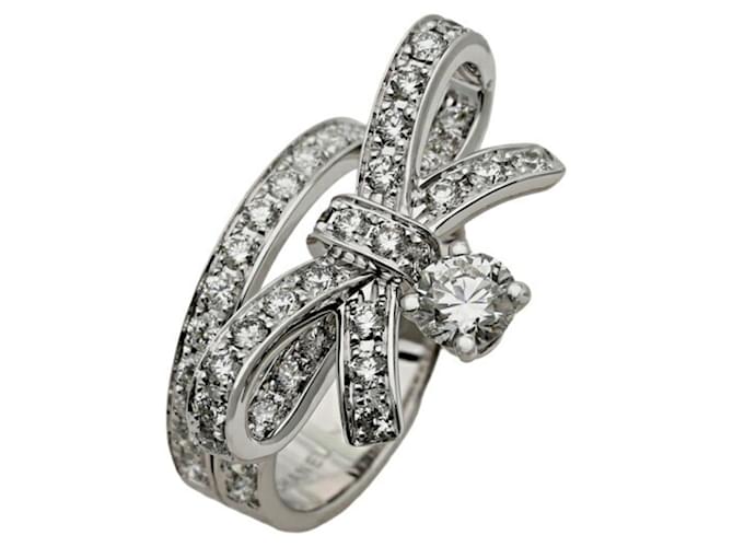 Chanel Ruban de K18WG White Gold Band Ring ref.1543486