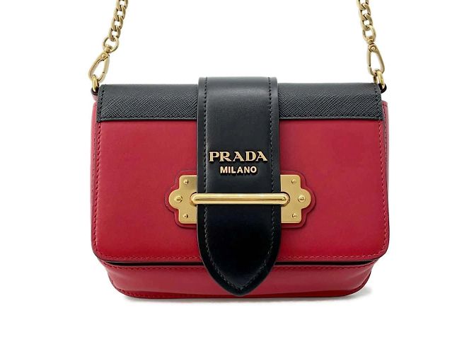 Prada Chain Shoulder Bag Black Red Leather ref.1544665  display picture 2