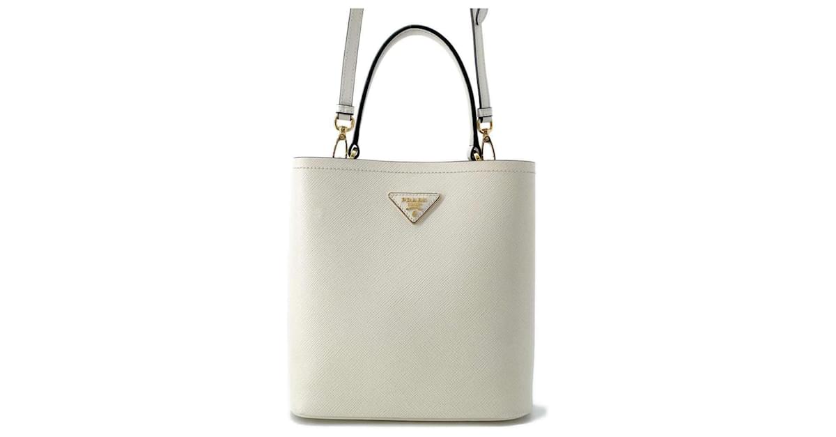 Prada Panier Saffiano Leather Handbag White ref.1547427 Joli Closet