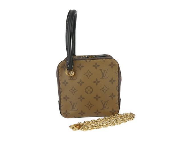 Louis Vuitton Square Bag Monogram Reverse Handbag Brown Black