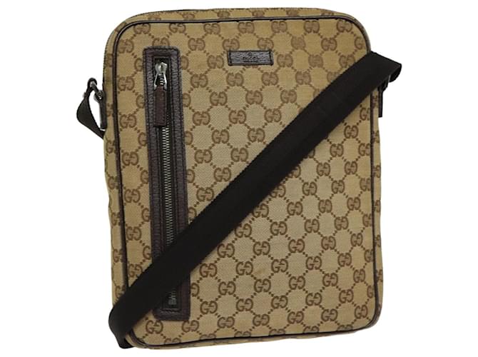 GUCCI GG Canvas Shoulder Bag Beige Brown 122760 Auth 82827
