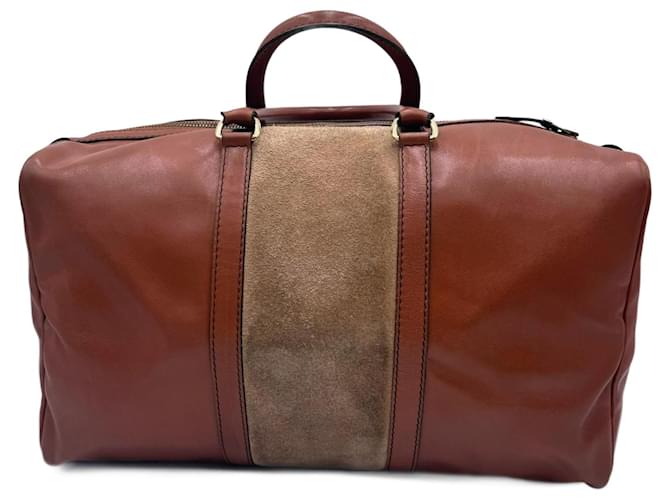 Christian Dior Vintage Leather Suede Duffel Boston Bag Brown ref