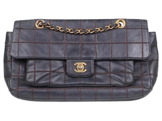 バッグ Vintage leather bag chain sullen ours Chanel Wild Stitch Chocolate Bar Chain 2002 Shoulder Bag