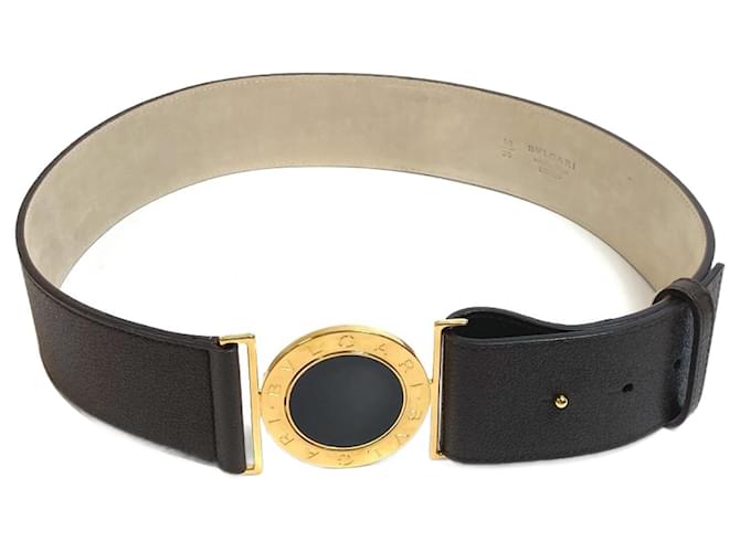 Bulgari Bvlgari Bvlgari Leather Belt Dark brown ref.1549386 - Joli