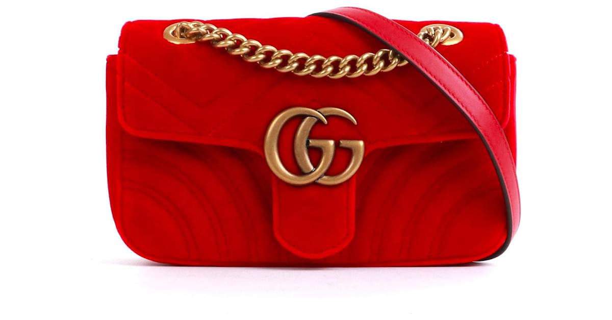 Gucci marmont mini red velvet shops