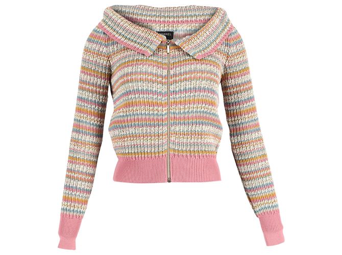 美品♢CHANEL♢シャネル レインボーニット 38 Chanel Knitted Off 