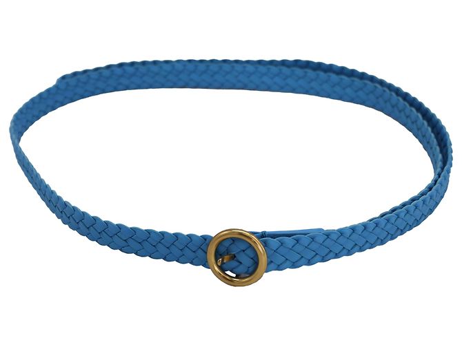 Bottega Veneta Braided Thin Belt in Blue Leather Bottega Veneta Pre-Owned Braided Thin Belt | Blue | FARFETCH main image 4