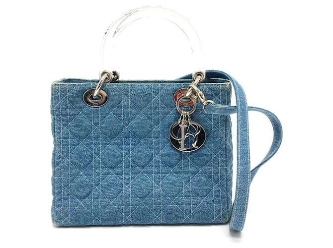 【ヴィンテージ】Rank:S☆Dior Blue Medium Cannage バック Christian Dior Cannage Lady Dior Medium Denim Shoulder Bag