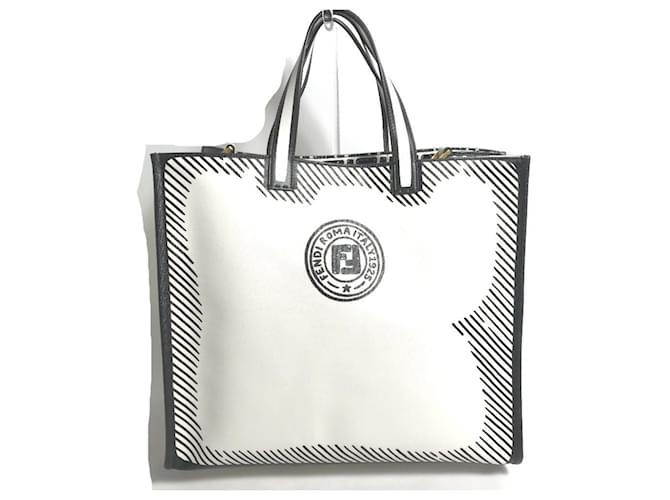 ☆FENDI☆ X-Tote Mediuml トート WHITE RICE×NERO♪ Fendi 8BH357 Joshua Vides Collaboration Shopper Bag Black