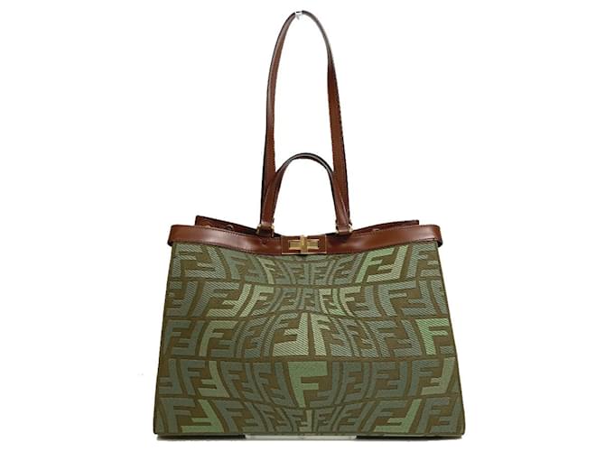 【FENDI】PEEKABOO TOTE BAG Fendi Pink Canvas Vitello King Medium Peekaboo X-Tote Bag