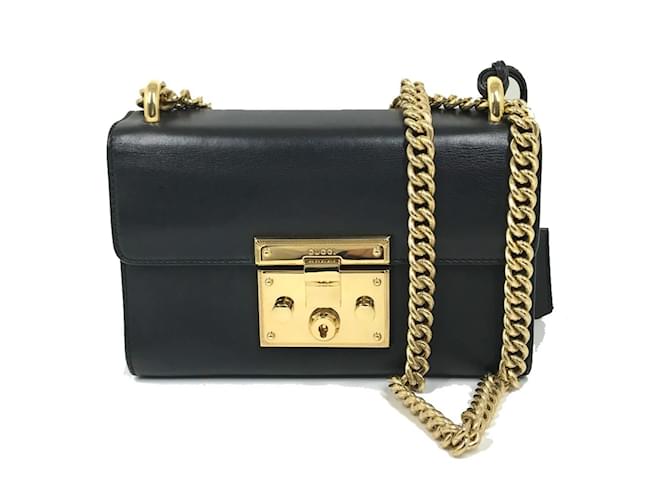 美品 ‼️GUCCI グッチ 黒 サテン　ゴールド金具 パーティーバッグ ‼️ GUCCI ブラック パーティーバッグ ゴールドチェーン