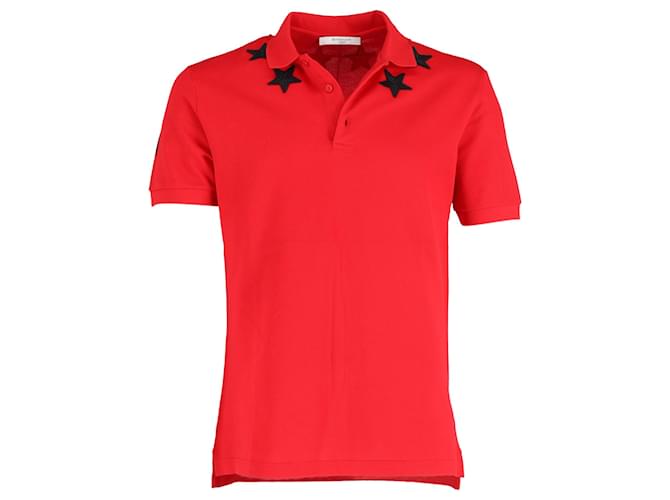 Givenchy Star Embroidered Polo Shirt in Red Cotton ref.JC1552411