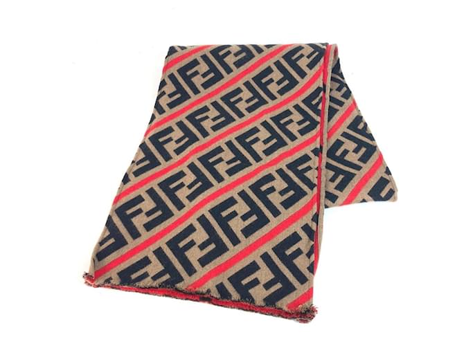 Sciarpa in lana Fendi Zucca per donne Marrone Rosso