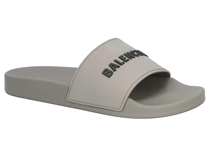 Balenciaga 3D Logo Rubber Pool Slide Sandal Grey ref.1553773
