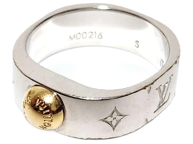 Louis Vuitton Nanogram Ring Silvery Golden Metal