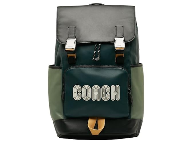 coach backpack green black Coach Backpack C6656 Black Green Nylon ref.JC1555520 (Sold)