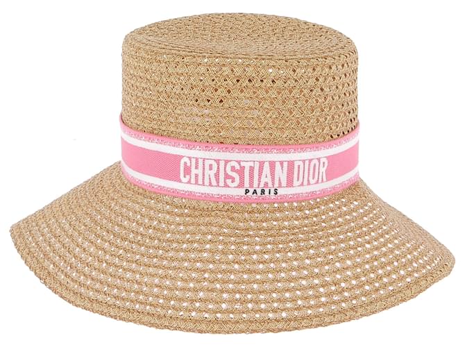 CHRISTIAN DIOR 麦わら帽子 ピンクベージュ　59 CHRISTIAN DIOR Hats T.cm 57 Wicker Beige ref.JC1558331 (Sold