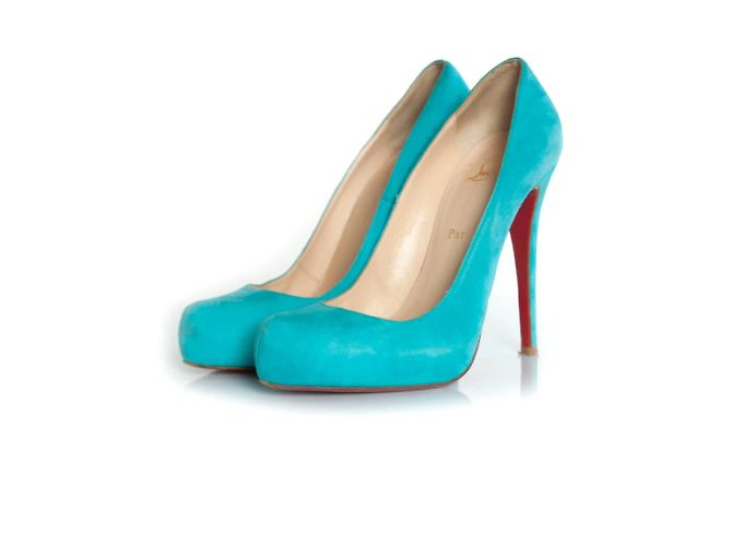Turquoise Python Pumps Christian Louboutin, Turquoise suede pumps Blue Green ref.1558936 ...